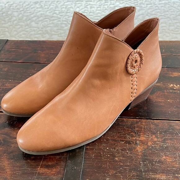 Jack Rogers Tan Leather Ankle Booties Size 11 NWOT - Picture 1 of 8